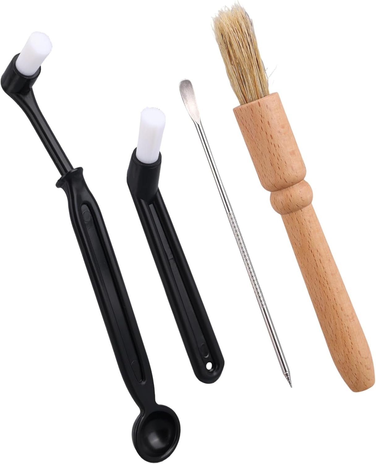 4pcs Coffee Machine Cleaning Brush, Professional Espresso Cleaning Brush Wooden Handle Boar Bristle Scrub Set Suitable for Coffee Machine Washing