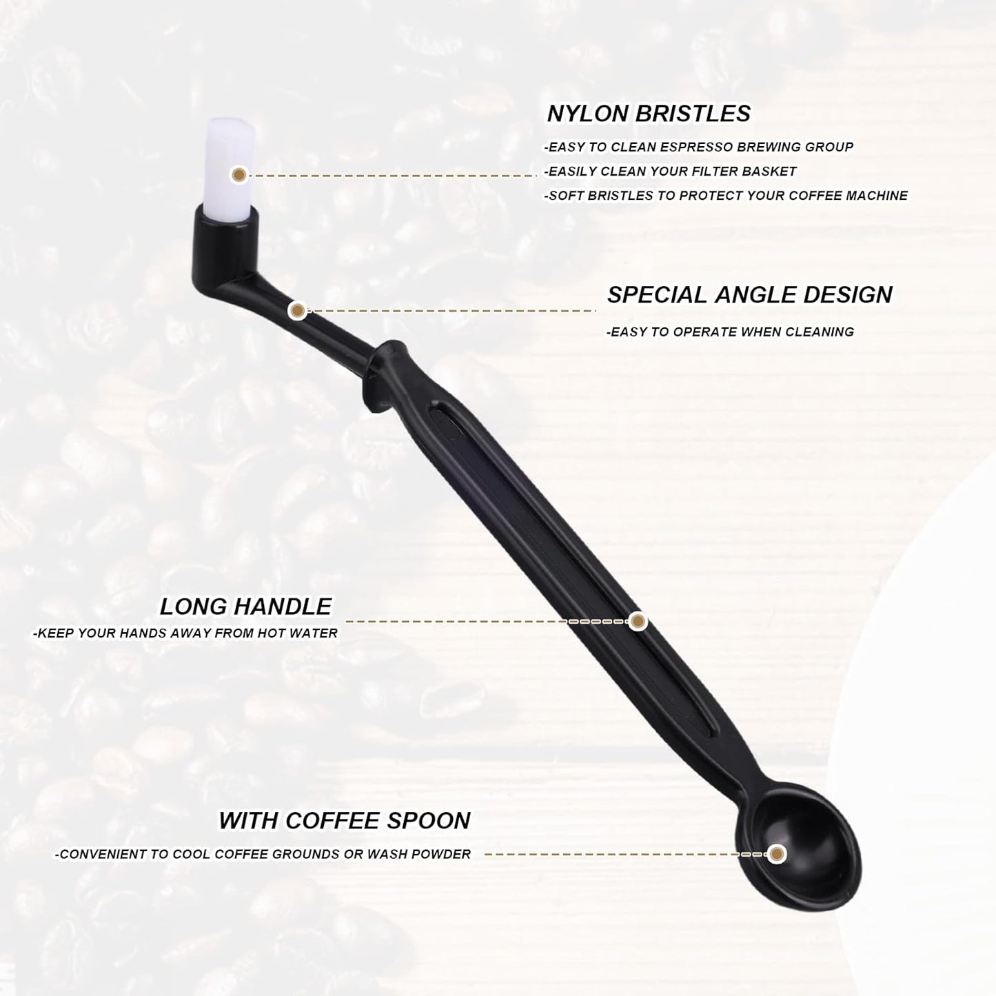 4pcs Coffee Machine Cleaning Brush, Professional Espresso Cleaning Brush Wooden Handle Boar Bristle Scrub Set Suitable for Coffee Machine Washing