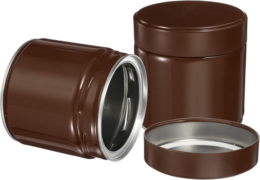 uxcell 2Pcs Round Tea Canisters, 4" x 4" Airtight Metal Tea Containers for Loose Tea, Coffee Beans, Spices - Durable, Compact, and Stylish Storage Tea Tin (Brown)