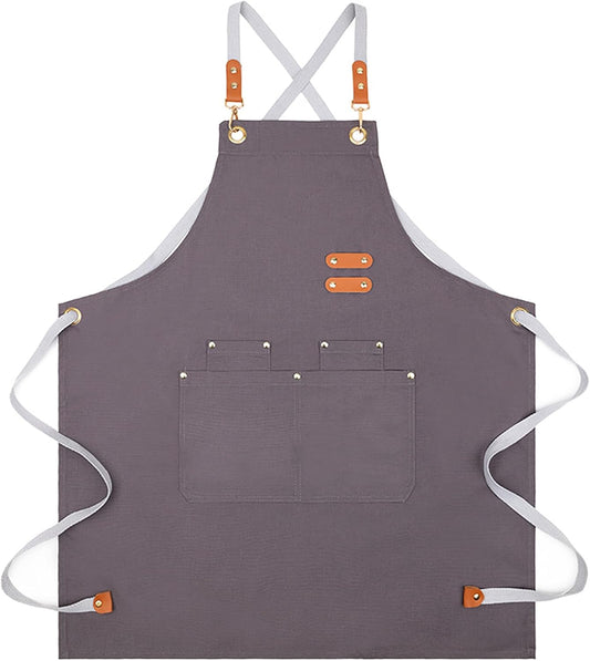 Lisianthus 2 Pack Adjustable Bib Aprons for Women with Pockets, Men's Kitchen Cooking Apron