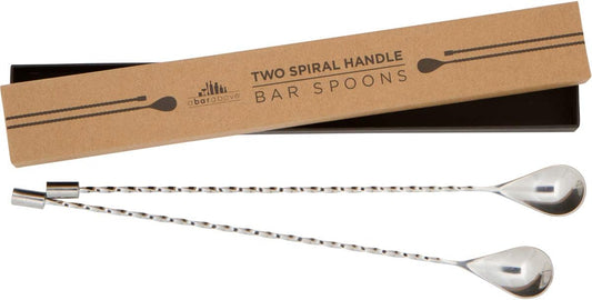 A Bar Above Bar Spoon Set, Spiral Handle, Stainless Steel Mixing Spoons for Cocktail Mixer Set, to Stir and Layer, Basic Professional or Home Bars Accessories (Stainless Steel, Spiral)