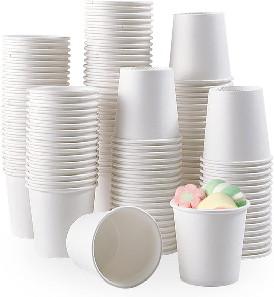3 oz Paper Cups 600 Count Disposable Bathroom Mouthwash Espresso White Cups for Party, Picnic, Travel and Events