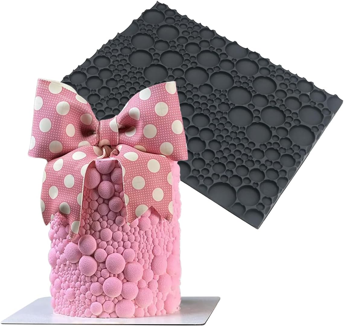 mostsom Silicone Lace Cake Mold for Fondant & Chocolate,Embossing Round Bubble Decorating - Reusable Baking Tools for Cupcakes, Cookies, Cake Decorations (F_ Round Bubble)
