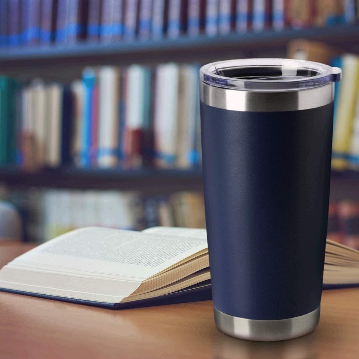 HASLE OUTFITTERS 20oz Tumblers Stainless Steel Mugs with Lid Double Wall Vacuum Insulated Coffee Cups for Cold & Hot Drinks (20oz-Navy, 12 Pack)