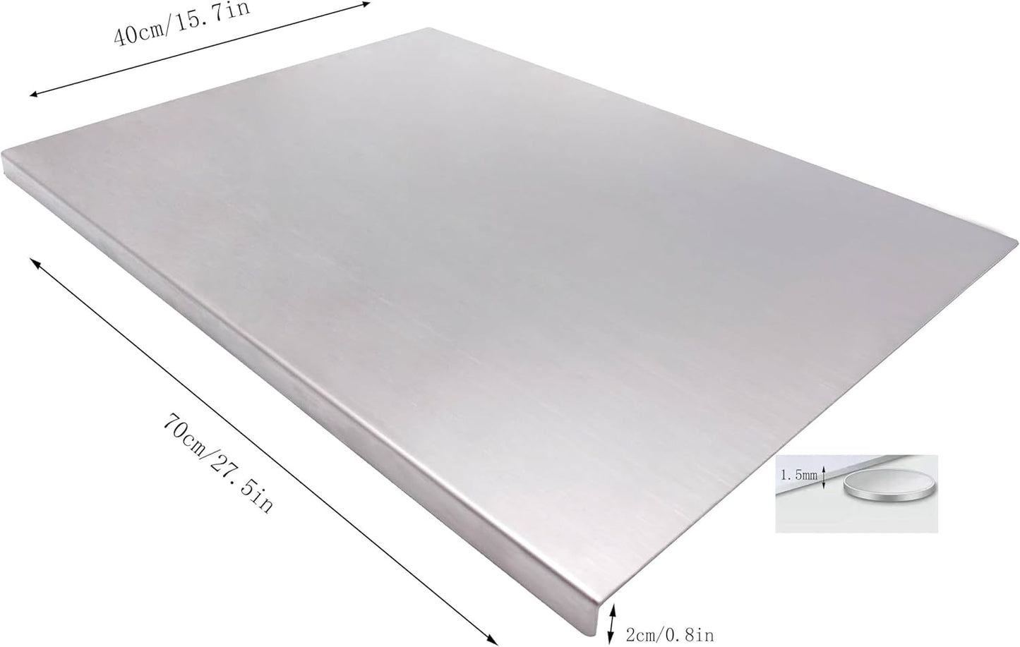 Stainless Steel Cutting Boards for The Kitchen, Suitable for Meat, Fruits, Vegetables, Bread, and Baking Large-sized Cutting Boards (70 x 40cm/27.5 x 15.7 in)