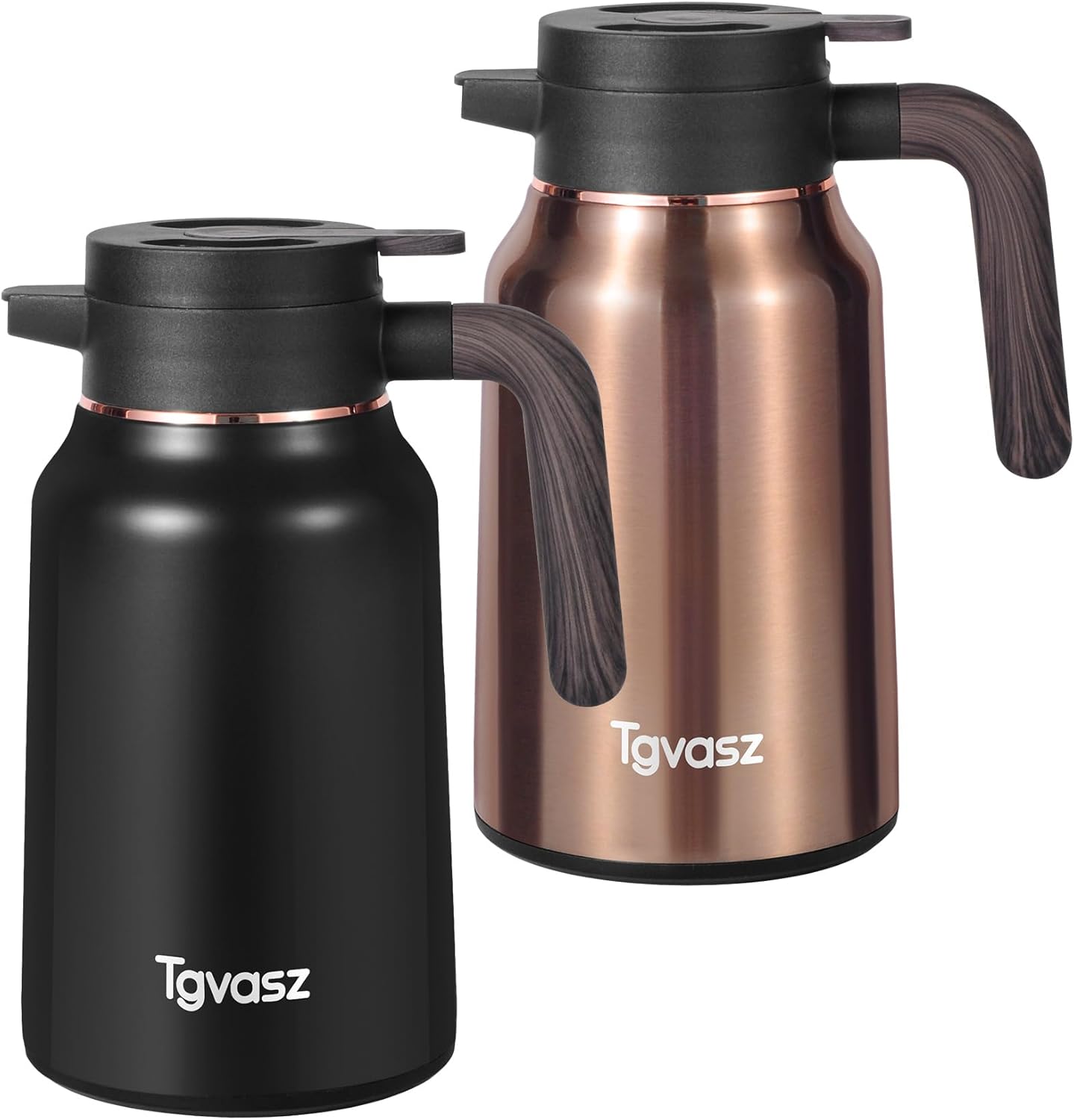 51 Oz Carafes for Hot Liquid, Stainless Steel Insulated Vacuum Thermal Coffee Carafes For Keeping Hot, 1.5 Liter Coffee Dispenser(Gold/Black)