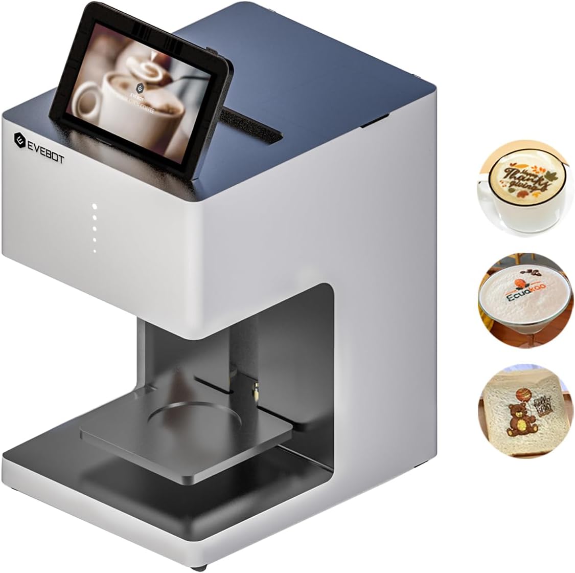 Color Coffee Latte Art Machine EB-FC1 Customized Multi-Color Photo Selfie Printing with Camera Afternoon Tea Cake Desserts DIY Personalized Decoration to Family Friends - White