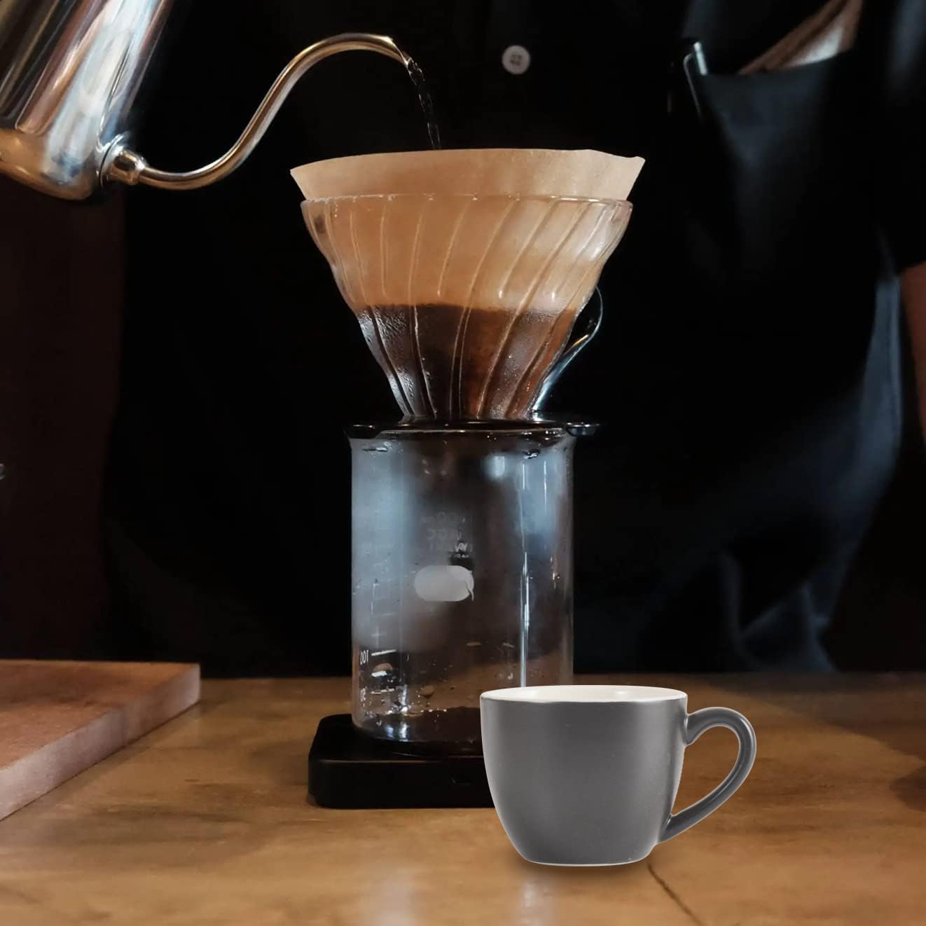 homEdge Mini Procelain Espresso Cup, 3 Ounces / 90 ml Tiny Coffee Mugs Demitasse for Espresso, Tea- Set of 6, Dark Gray