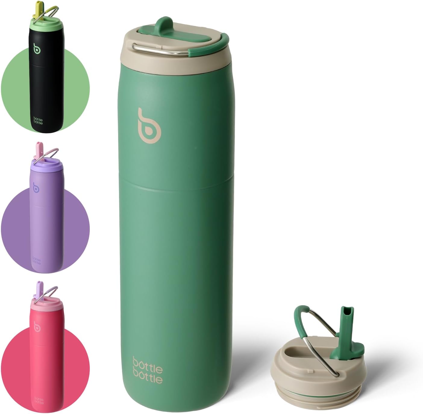 BOTTLE BOTTLE Stainless Steel Water Bottle with Straw Lid and Handle 32 oz Vacuum Insulated Cup for Sports Travel Gym Hiking, Leak-Proof Wide Mouth Water Bottles for Men,forests