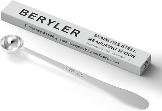 1PCS 1 Teaspoon(1tsp, 1/3tbsp, 5 ml) Single Measuring Spoon, Extra-long Handle Individual Measure Scoop, Stainless Steel Spoons Only