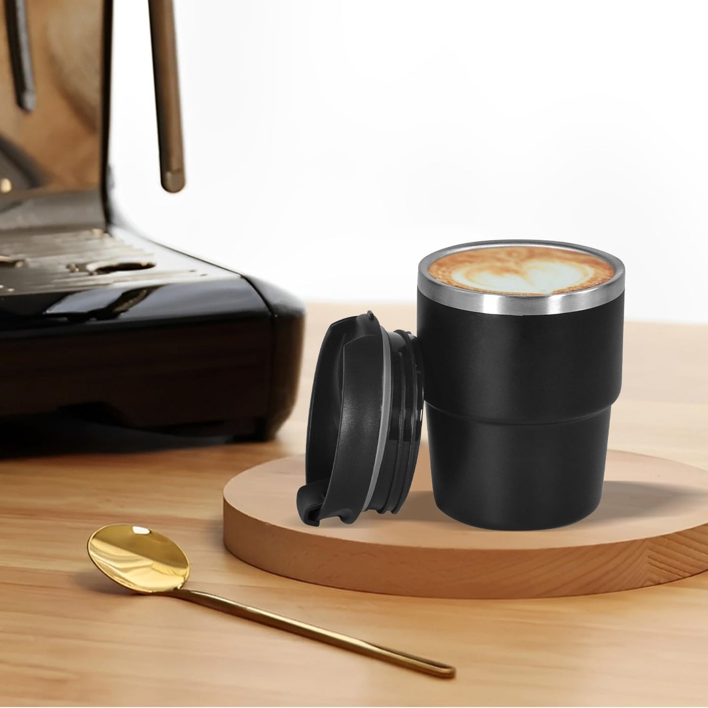 6oz Vacuum Insulated Espresso Cup Set of 2, Espresso Shot Cup for Coffee, Double Wall Stainless Steel Mini Tumbler Shot Glasses with Lid