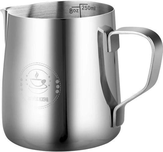 250ml Stainless Steel Milk Frothing Pitcher – Espresso Steaming Pitchers 8 Oz, Precision Pouring for Perfect Latte Art, Frother cup, Coffee Cappuccino Jug