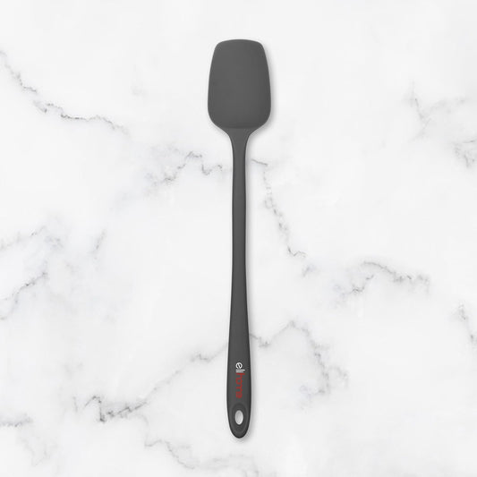 Elihome Skinny Silicone Spoonula - Non-Stick Heat Resistant Silicone Scraper Spatula for Mixing, Serving, Scraping, Stirring, and More - 11 Inch, Dark Grey