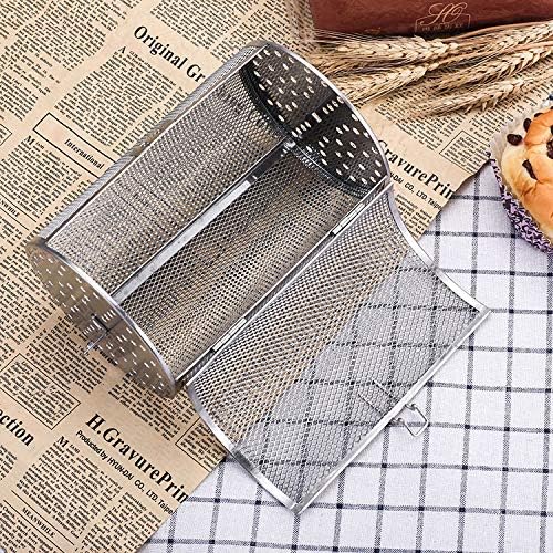 Falytemow Stainless Steel Rotisserie Grill Roaster Drum Oven Basket Oven Roast Baking Rotary for Peanut Dried Nut Coffee Beans BBQ 5.51 x 10.43 inch