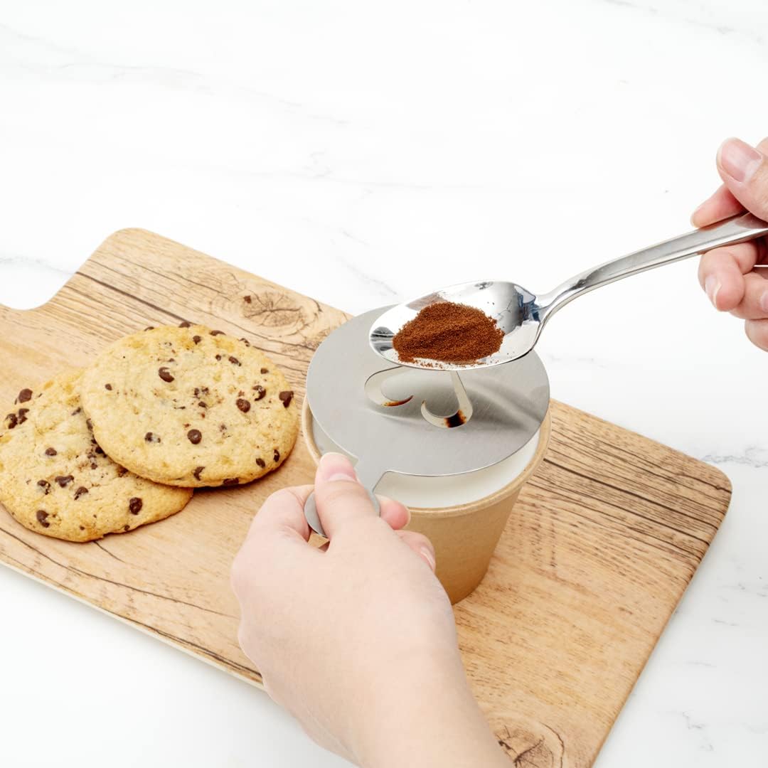 Restaurantware Restpresso 4.75 Inch Latte Stencil Set 8 Heat-Resistant Coffee Stencils - Coffee Art Templates Decorate Cupcakes Cakes or Cookies Stainless Steel Cappuccino Stencil Set