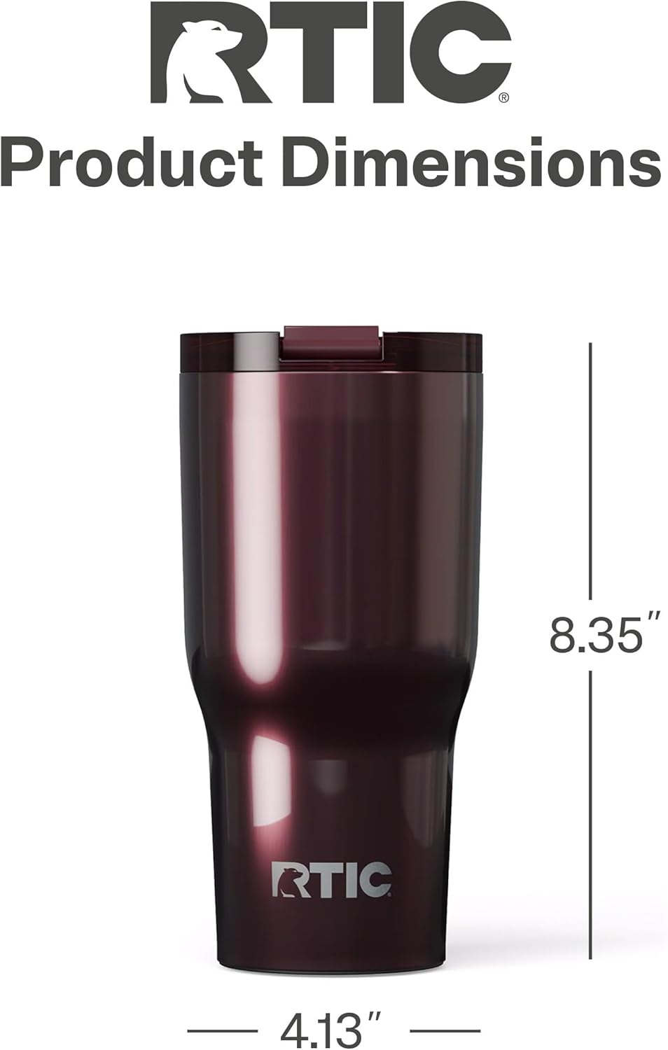 RTIC 30oz Essential Tumbler with Lid, Insulated, Stainless Steel, Metal, Double Wall Vacuum-Insulation, Ceramic Lined, Travel Cup for Iced Coffee, Tea, Hot and Cold Drink, Vintage Rose Metallic