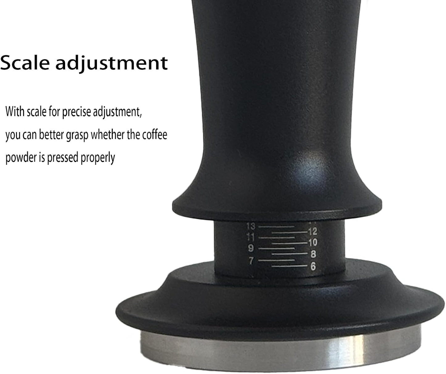 53mm Espresso Tamper, Premium Barista Coffee Tamper with Calibrated Spring, Stainless Steel Base, for Breville Series 54mm Portafilter Basket, Adjustable Depth, Espresso Manual Tamper (Black)