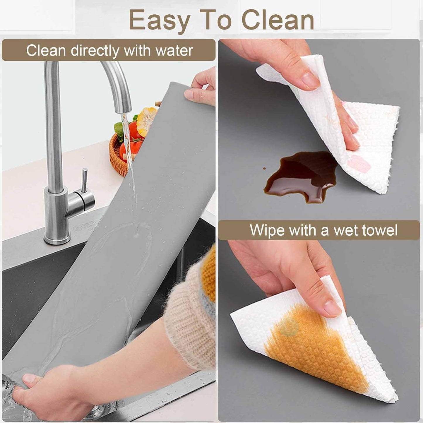 78.7"x23.6"(200cmx60cm) Large Silicone Mat for Kitchen Counter, Heat Resistant Non-Slip Countertop Protector, Waterproof Silicone Craft Mat for Kitchen Island, Dark Gray