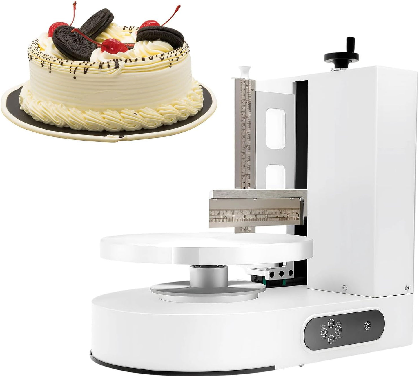 Cake Decorating Machine, Tabletop Cake Frosting Machine, Cream Smooth Coating Decoration Machine with LCD Display Type for 4-12inch Cakes for Cake Shops, Dessert Shops, Households