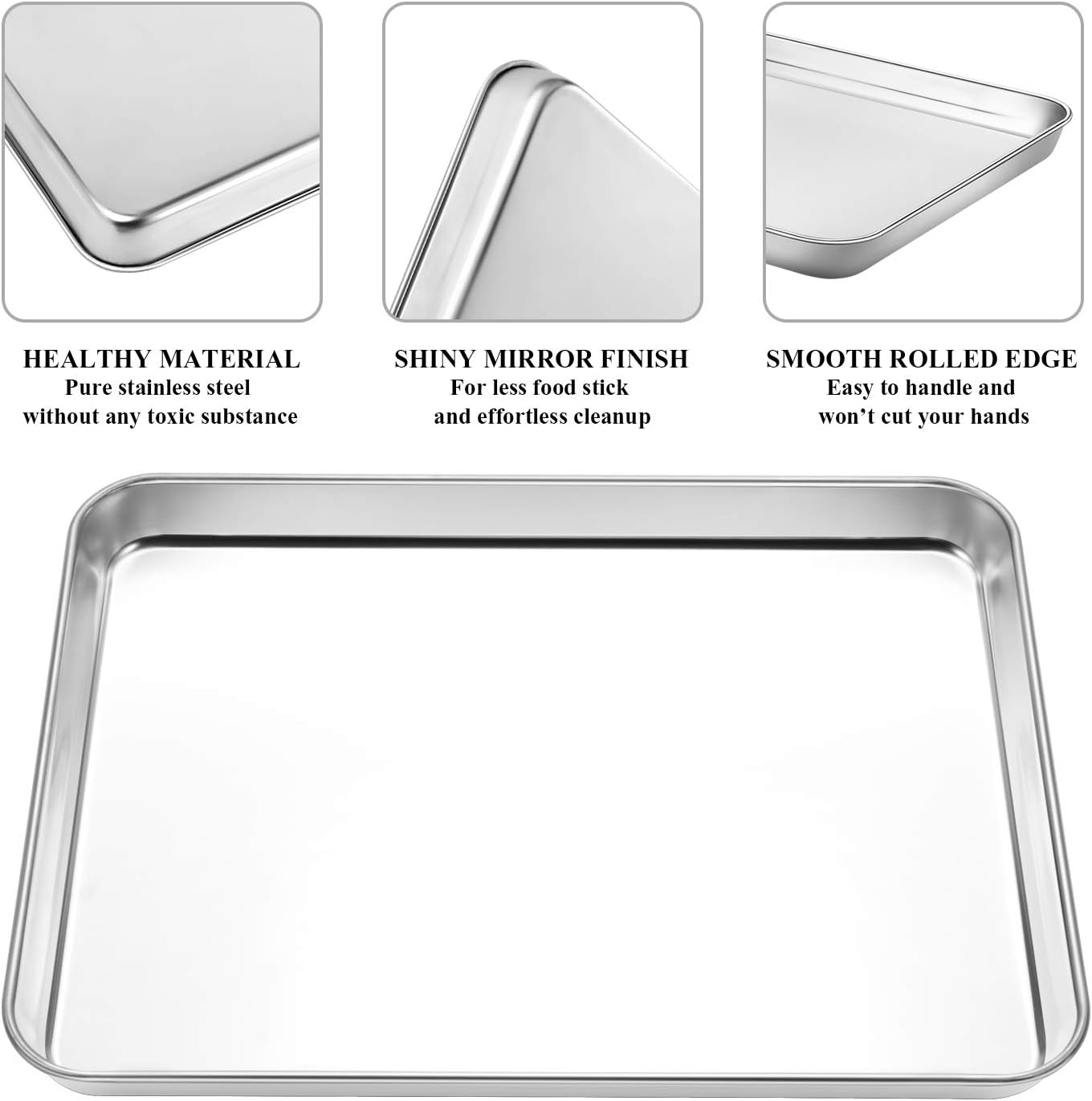 Baking Sheet with Cooling Rack Set [2 Sheets + 2 Racks], Deedro Stainless Steel Cookie Half Sheets Baking Pan Oven Tray with Rack, 12 x 10 x 1 Inch, Heavy Duty, Non-toxic, Dishwasher Safe