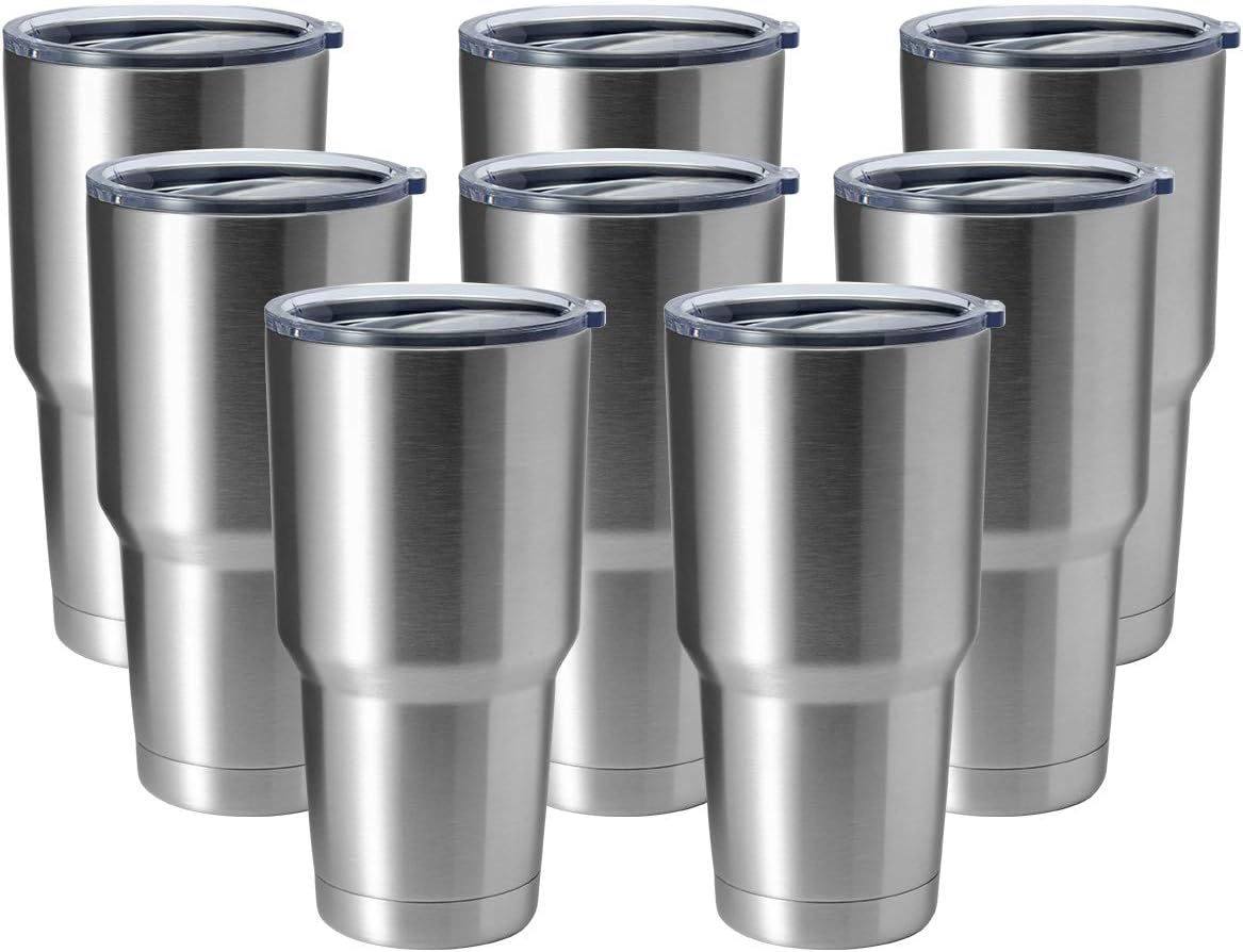 HASLE OUTFITTERS 30oz Stainless Steel Tumbler, Double Wall Vacuum Insulated Travel Mug Tumbler, Durable Insulated Coffee Mug, Gift Box Set (Silver, 8)
