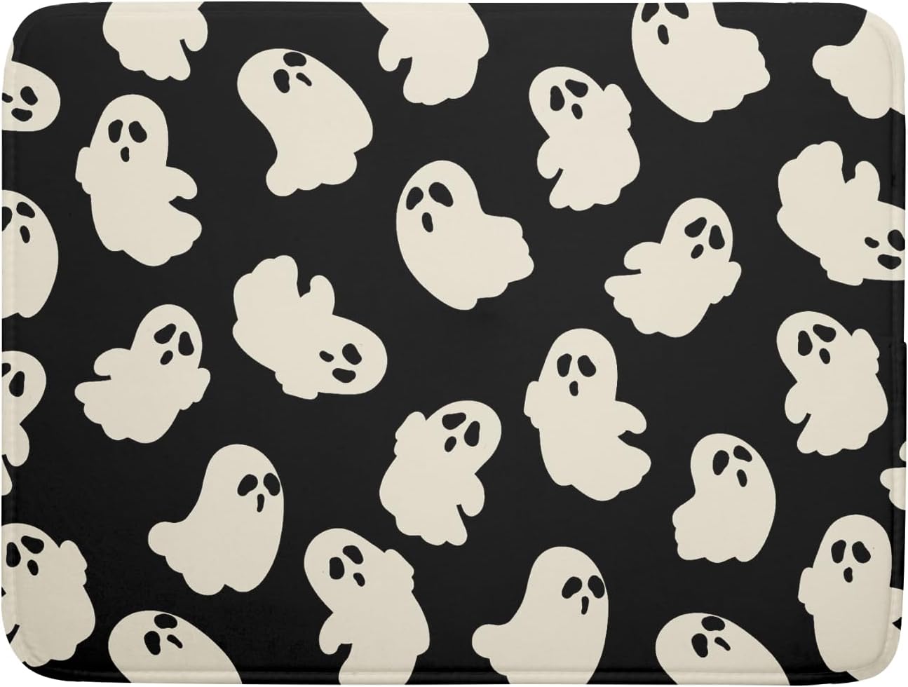 Halloween Ghost Dish Drying Mat 16X18 Inch Spooky Halloween Drying Mat for Kitchen Counter Black White Absorbent Microfiber Reversible Dishes Pad Dish Drainer Mat for Halloween Kitchen Accessories