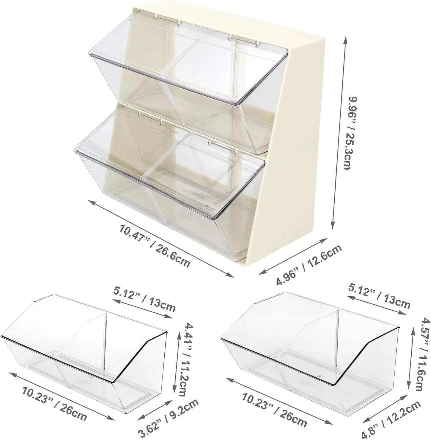 Bokelai Plastic Tea Bag Organizer with Lid - Large Capacity K Cup Holder Countertop Storage Station for Capsule Creamer Sugar Pods Face Mask Organizer Cream/Clear