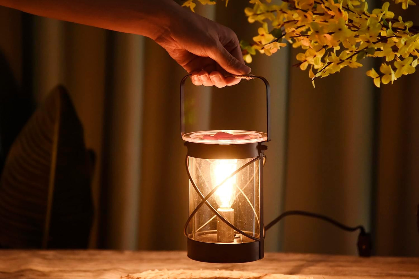 Electric Wax Warmer - Metal Wax Melting for Scented Wax, Edison Light Bulb Candle Wax Burner, for Home Decoration Office Wax Melting Melter, Gift (Retro, Metal Handle)