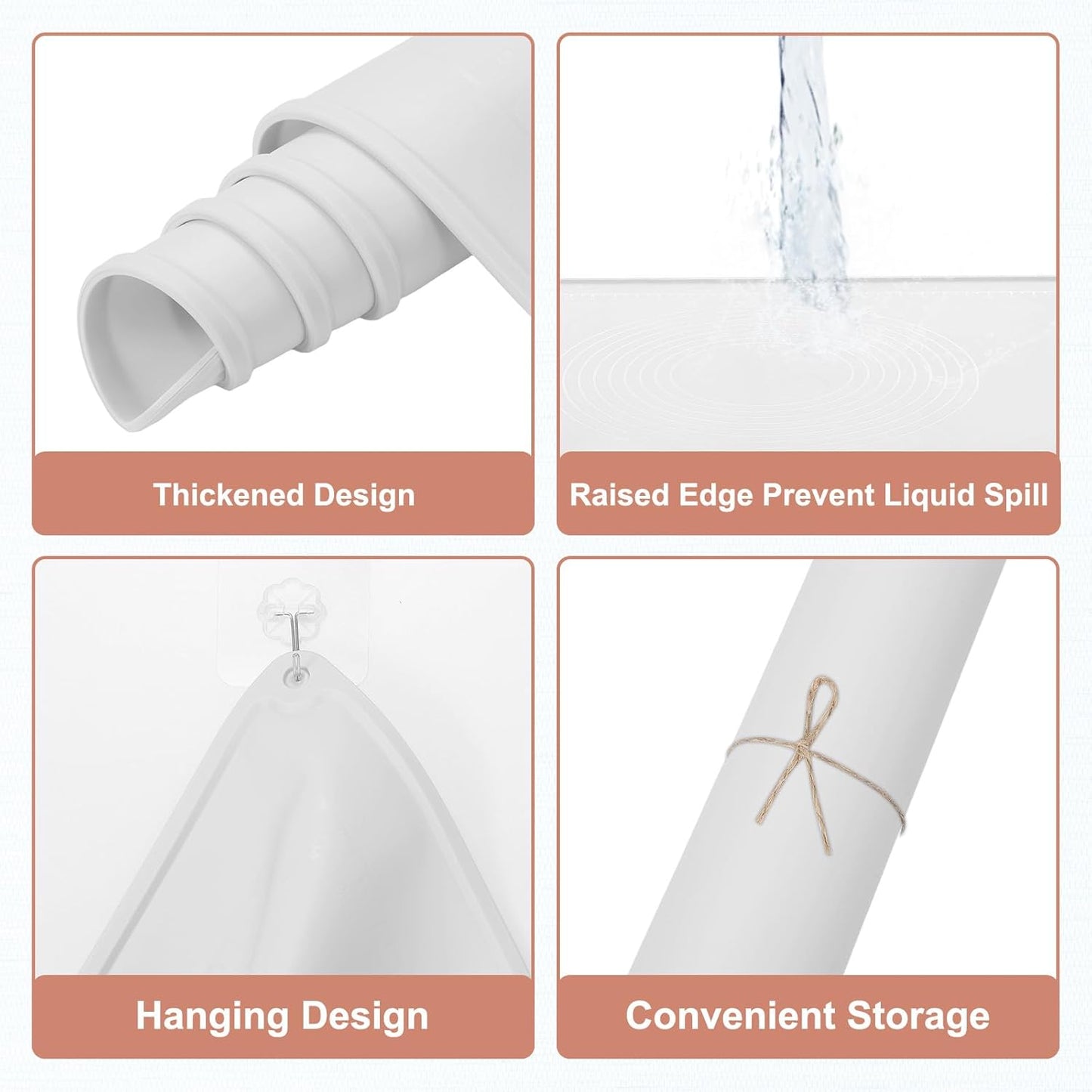 uxcell Silicone Pastry Mat, 27.5" x 19.7" Silicone Baking Mat with Measurements, Non-Stick Dough Rolling Mat for Making Pastry Cookies Bread Pizza White