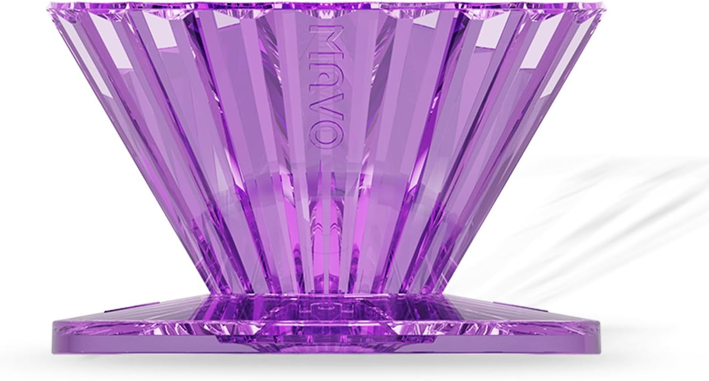 MAVO Pour Over Coffee Dripper, Detachable Hand Drip Brewer, Pour Over Coffee Maker, Compatible with V01 Paper Filters & Wave Filter 155, Purple