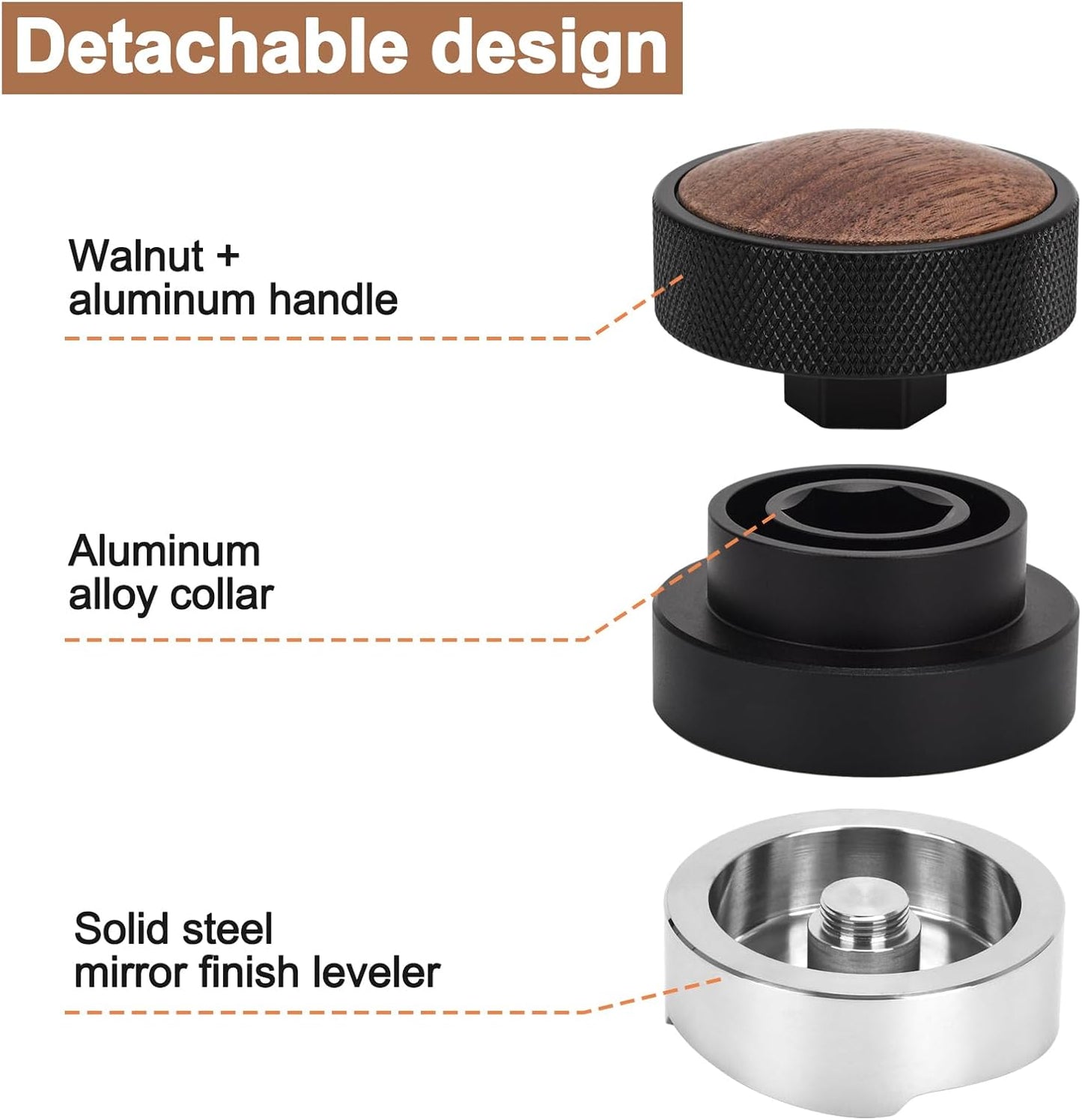 53mm Coffee Distributor and Tamper, Dual Head Espresso Tool with Adjustable Depth - Professional Coffee Leveler and Hand Tamper for 51mm Portafilters, Barista-Grade Espresso Accessory (53mm)