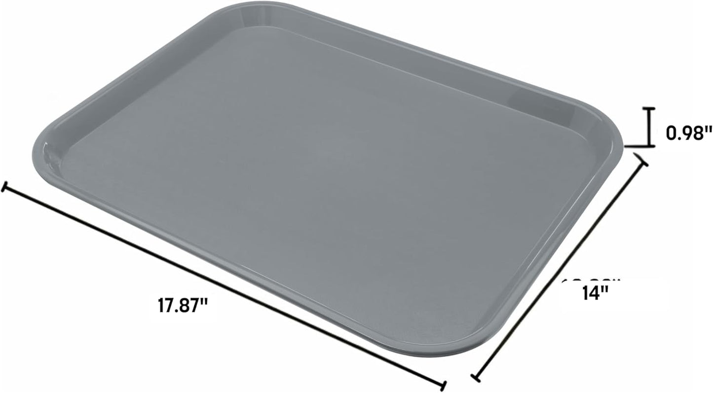 Carlisle FoodService Products Fast Food Cafeteria Tray 14" x 18", Durable Polypropylene with Slip-Resistant Surface, Stackable for Cafes and Schools, BPA-Free, Beige
