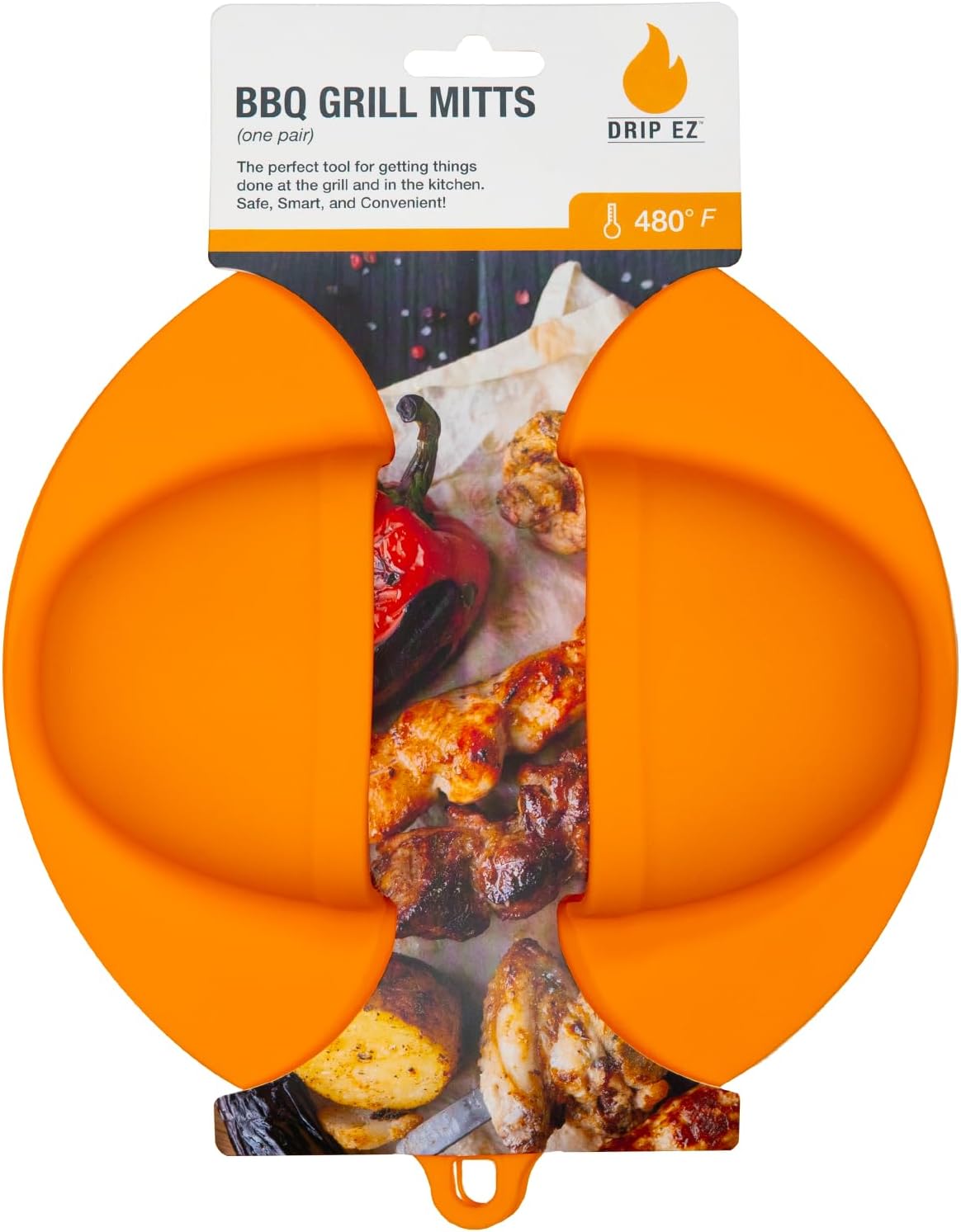 Drip EZ BBQ Grill Mitts - Heat Resistant up to 480°F - Durable Silicone for Grill Oven and Stove - Slip On Multipurpose - Dishwasher Safe