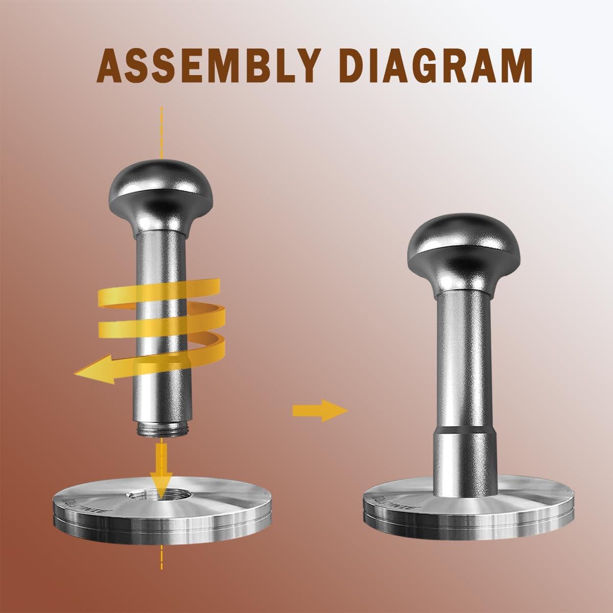 53.3mm Espresso Tamper - Premium Barista Coffee Tamper with Aluminum Handle and Stainless Steel Base, Compatible with Breville Barista Express 54mm Portafilter Basket (Gun Metal)