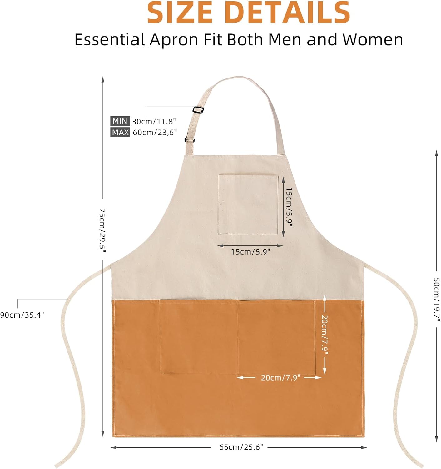 Chef Apron Unisex Two-Tone Professional Kitchen Bib Apron with 2 Pockets Cooking, Grilling, and Baking Gift