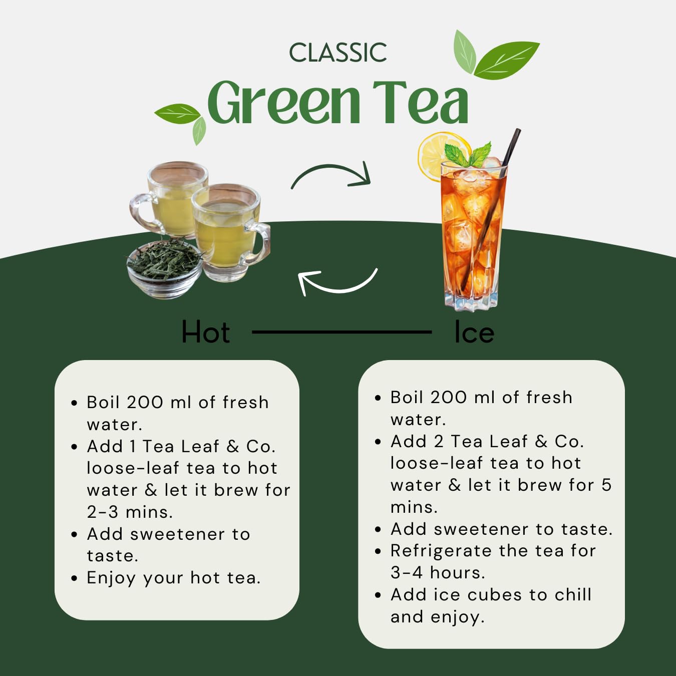 Tealeaf & Co. Classic Green Tea Loose Leaf - 100% Organic Green Tea - Contains Low Caffeine - Upto 50 Servings - Gluten Free (3.52oz/100gm)