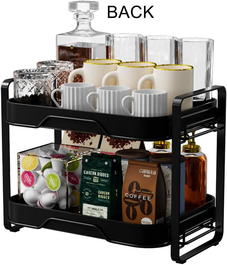 2-Tier Cup Drying Rack & Coffee Bar Accessories with Drying Tray, Coffe Mug Holder Rack for Countertop - Baby Bottle Organizer, Sippy Cup Storage, Tea holder & Glass Cup Organizer