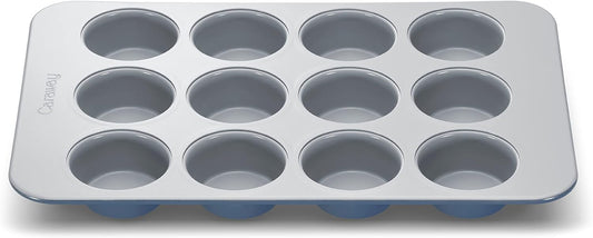 Caraway Non-Stick Ceramic 12-Cup Muffin Pan - Naturally Slick Ceramic Coating - Non-Toxic, PTFE & PFOA Free - Perfect for Cupcakes, Muffins, and More - Slate