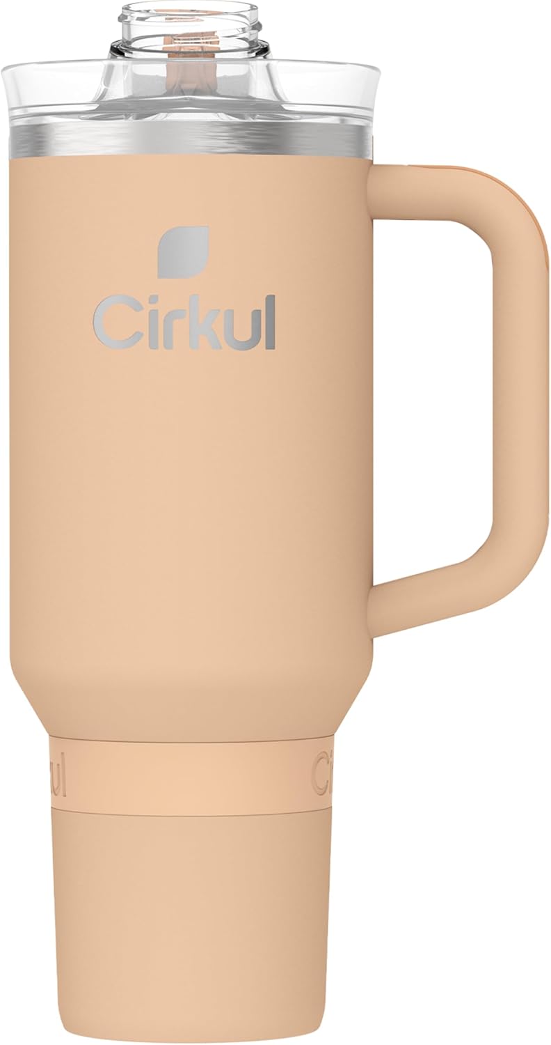 Cirkul 40oz. Apricot Stainless Steel Tumbler with Handle, All-Day StrawSip™, Double-Wall Insulated