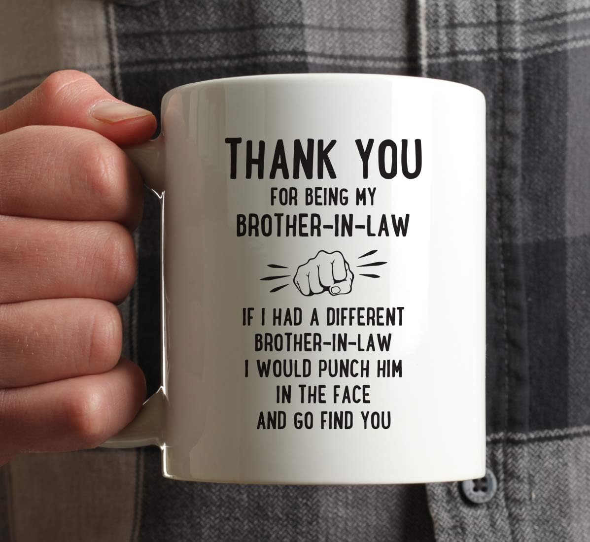 Andaz Press Funny Family 11oz. Coffee Mug Gift, Thank You For Being My Brother-In-Law, Punch In Face 1-Pack Christmas Birthday Drinking Cup Present Ideas