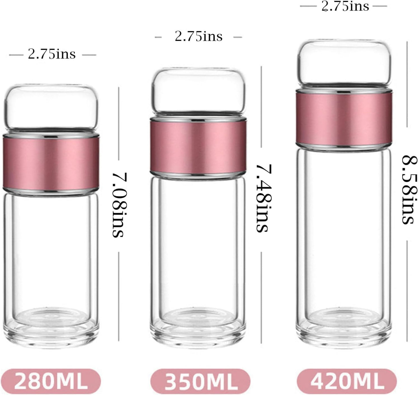 QUROXO 2025 New Tryteava Glass Infuser, Teava 3-In-1 Smart Tea Infuser with Cup Brush, Double-Layer Borosilicate Glass Tryteava Tea infusers Separation Cup (Gold, 350ml (12oz))