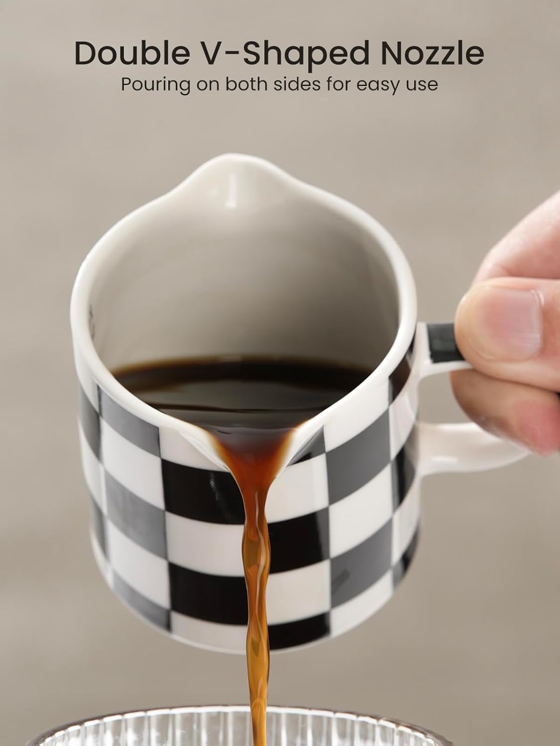 Espresso Cups, 5 OZ Ceramic Double Spouts Cups, Espresso Shot Cup with Handle and Measuring, Small Coffee Mugs Accessories for Espresso Machine Set Suitable for Milk Syrup