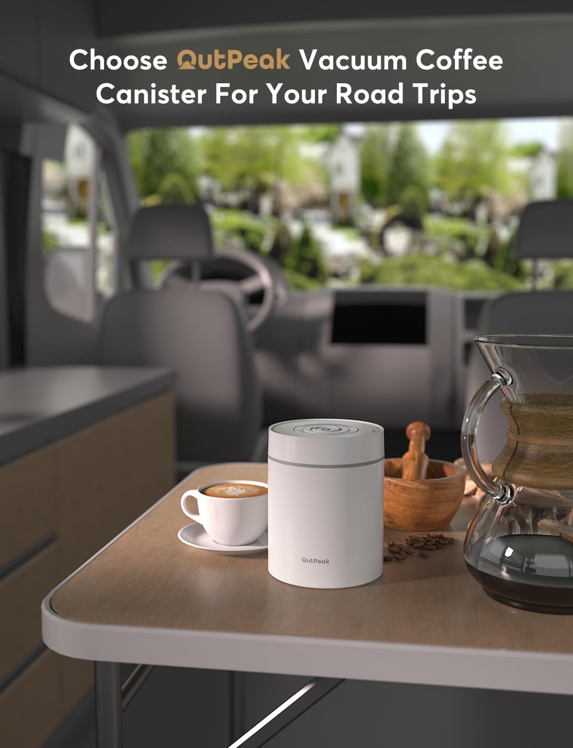 OUTPEAK Neo 2025 Kilo Auto Vacuum Coffee Canister, 1.5L Capacity for 17.6oz of Coffee Beans, One-Button Operation, Stainless Steel Coffee Storage Container with Scoop (Barista Champion's Choice)