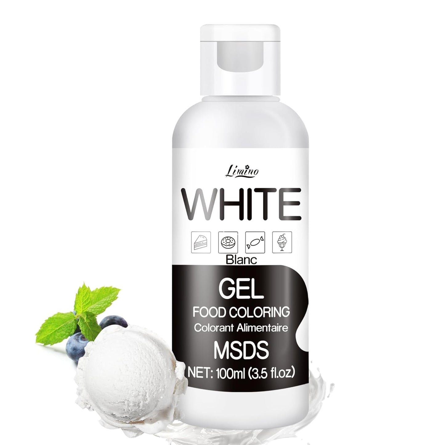 Gel Food Coloring - 4.5oz Vivid Food Coloring Gel for Baking, Cake Decorating, Cookie, Fondant, Macaron - Tasteless Concentrated Edible Food Color Dye for Icing, Slime, Drinks, DIY Crafts (White)