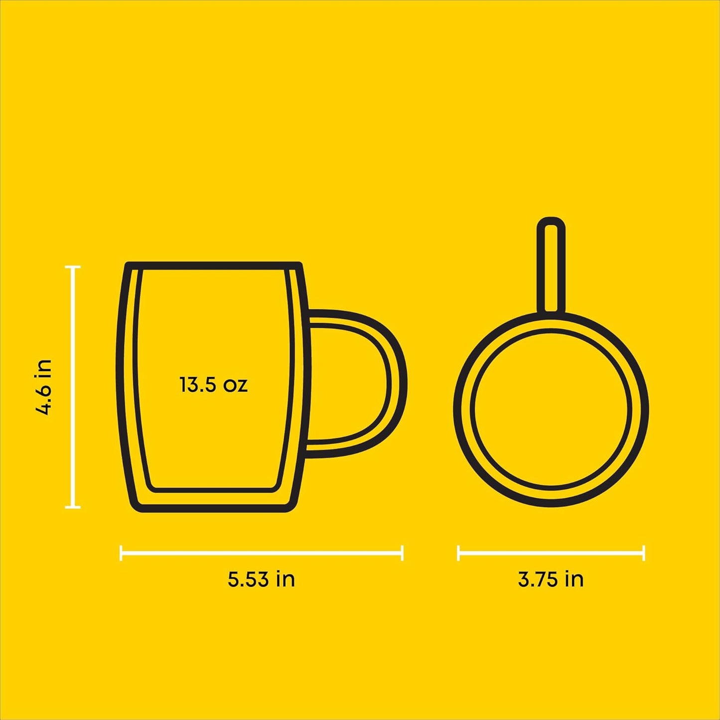 JoyJolt Double Wall Glasses 13.5-Ounce Insulated Mugs Double Walled Glass Cups For Coffee Tea Set of 2