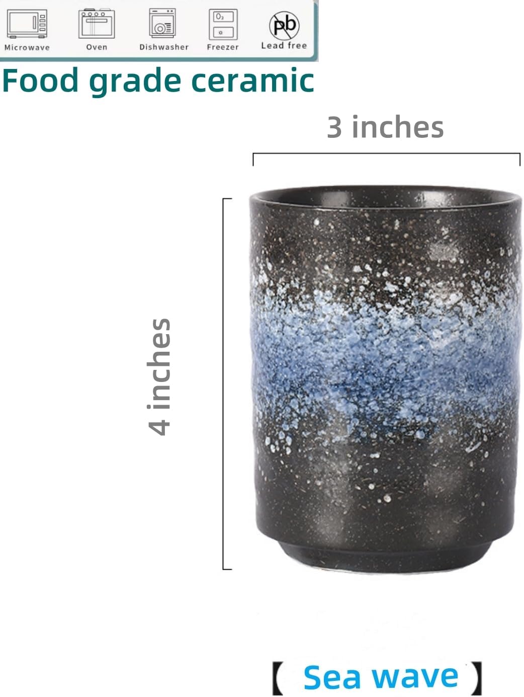 Stoneware Coffee Bar Utensil Holder Tea & Coffee Spoon & Stirrer Holder for Stir Stick Straw Teaspoon Holder Spoon Cup Small Utensil Jar (Sea Water)