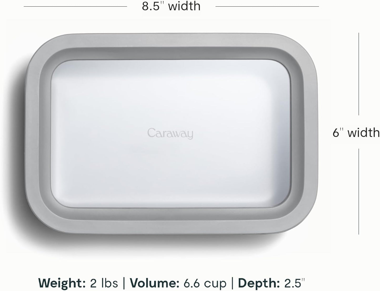 Caraway Glass Food Storage - 6.6 Cup Glass Container - Ceramic Coated Food Container - Non Toxic, Non Stick - Dishwasher, Oven, & Microwave Safe – Gray