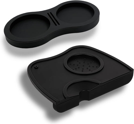 2-Piece Coffee Tamping Set with Silicone Tamper Mat & Tamper Holder | Storage Distributor/Tamper/Puck Screen | Essential Barista Espresso Accessories for Coffee Bar