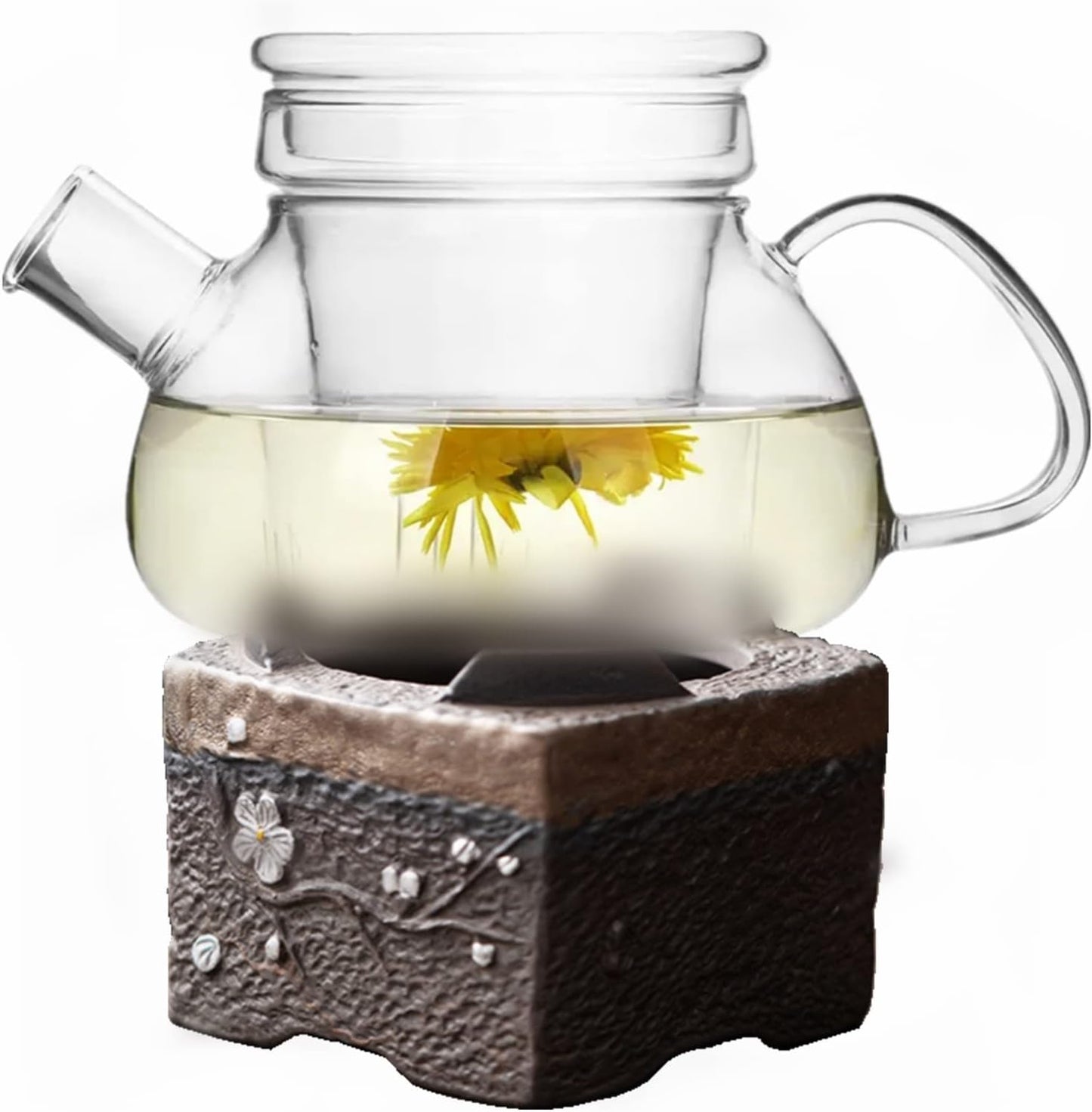 Teapot Warmer Matte Classic Retro Ceramic Universal Tea Warmer Stand Set with Candle Holder Japanese Style for Warming Tea, Coffee and Milk etc.