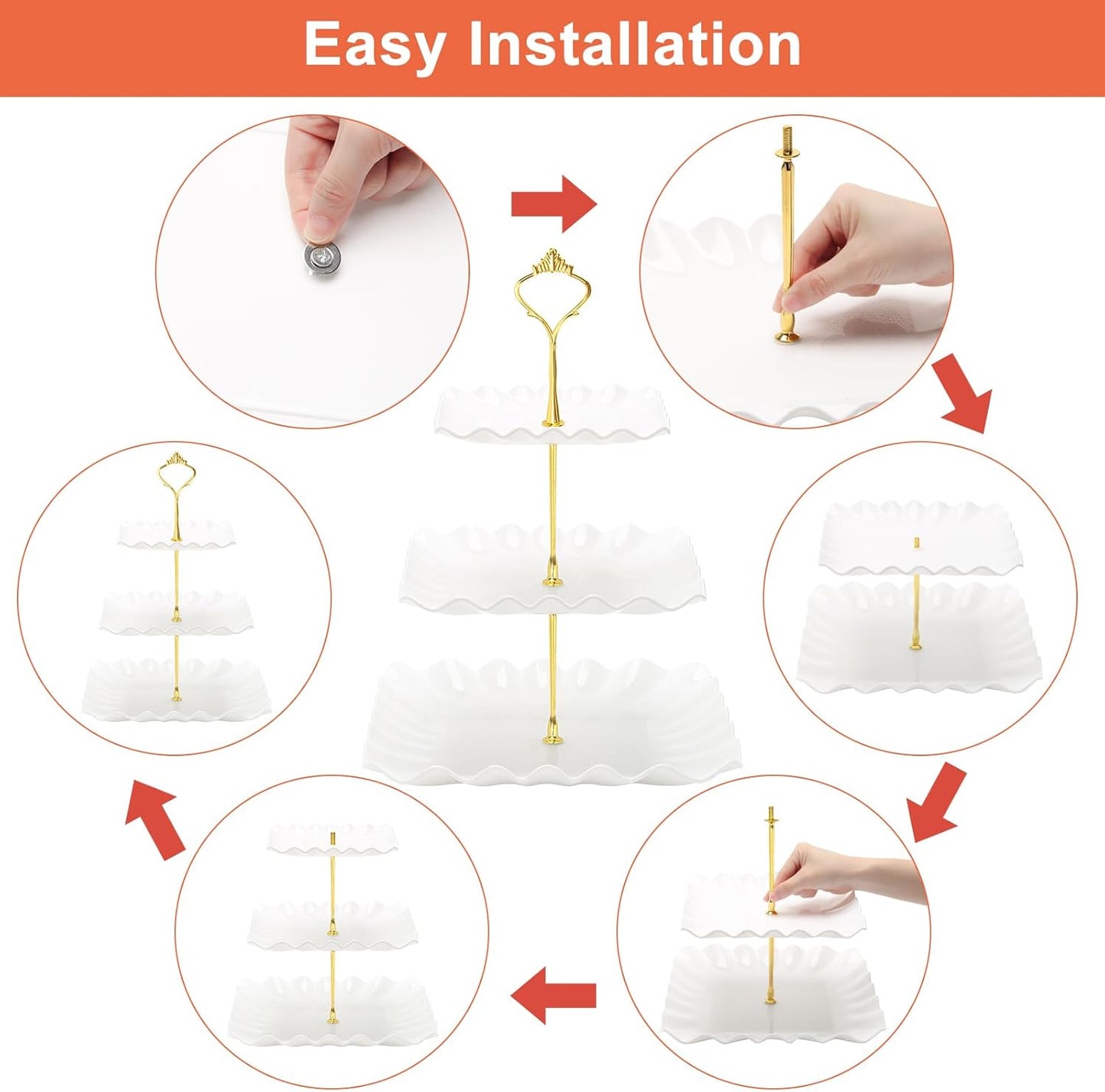 Coitak Plastic Cupcake Stands, 3 Tier Cupcake Stand, Dessert Tower Tray for Tea Party, Baby Shower and Wedding (2 Pack)